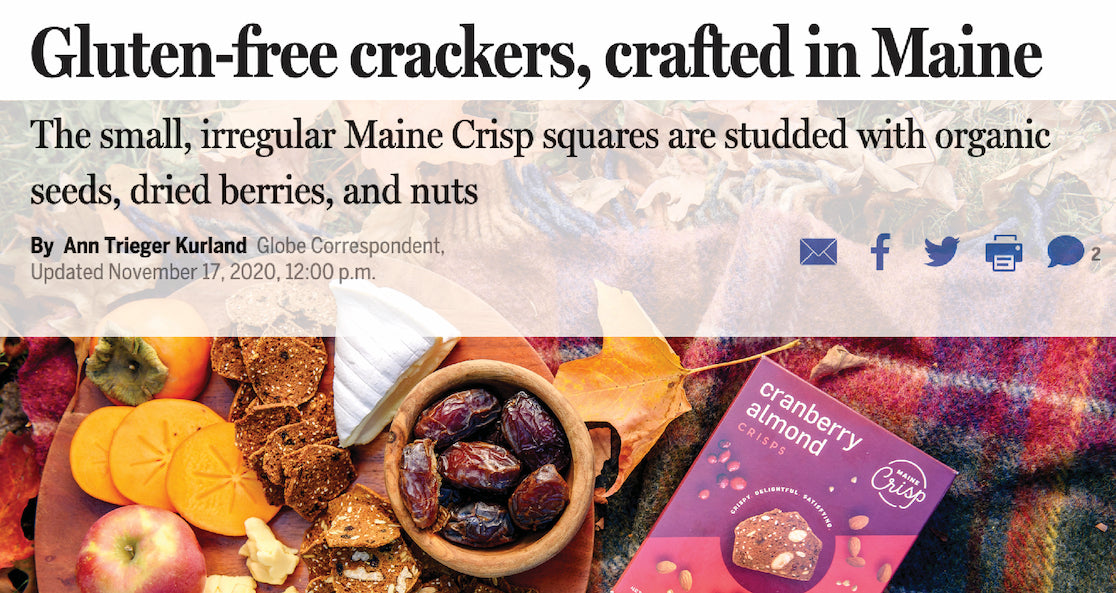 Maine Crisps Featured in Boston Globe Food & Dining
