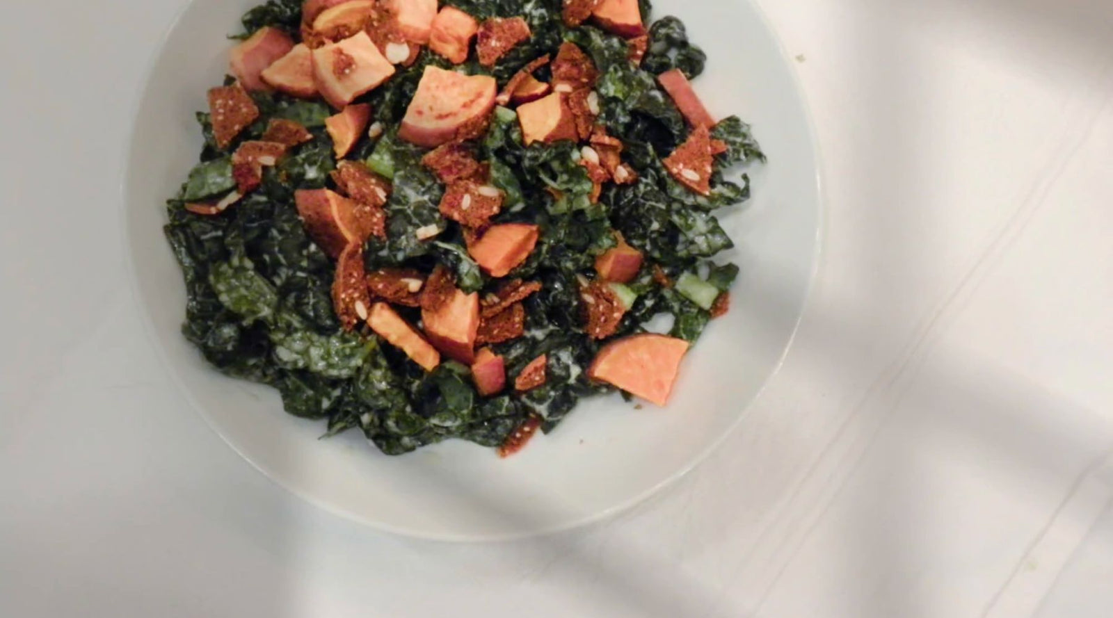 Kale Salad with Cranberry Almond Crisps
